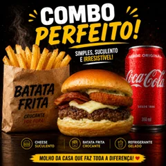  Burger Onion Chesse Bacon + Batata +Coca-Cola