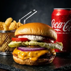 Combo Salada Burger + Batata Frita + Coca cola Grátis