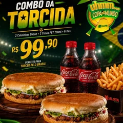 Combo Torcida - 2 Calotinhas bacon + 2 coca 200ml + Fritas P