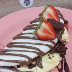 Tapioca Brownie, Nutella, Creme de Ninho e Morango