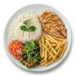 Arroz, Filé de Frango, Batata Frita e Salada