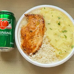 Frango Grelhado & Purê + lata Guaraná Antárctica + R$ 14,99 leve outra marmitex
