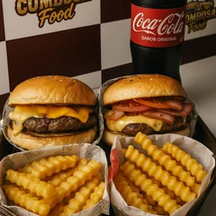 Combo Classico 2 burguer + 2 batata + refri 600