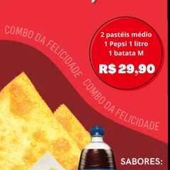 2 PASTEL M 1 Refrigerante 1 litro 1 BATATA M 200gm