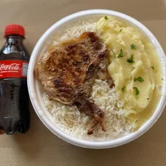 Bisteca & Purê + Coca Pet + R$ 18,99 leve outra marmitex
