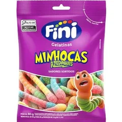 Bala de Gelatina Minhocas Cítricas Fini 80g