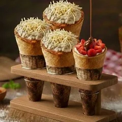 3 Pizza Cone Strogonoff Carne ou Frango + Nutella 