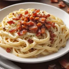 Macarrão ao Molho Branco com Bacon 