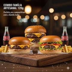 Combo Família Premium | 3 Burgers Artesanais de 120g feito na brasa