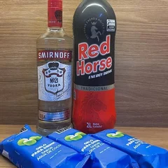 Combo Smirnoff 1l + 1 Red Horse 2l +  3 Gelo De Coco 200ml