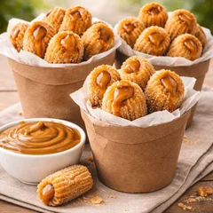 Porção De Mini Churros Com Doce De Leite