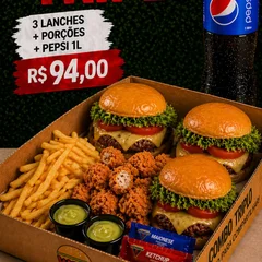Combo TRIPLO - 3 WoW Clássicos + Batata Frita + Frango Empanado + Pepsi 1lt