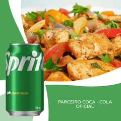 Isca de frango refogada (P)+ Sprite Original 350 Ml