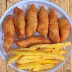 Marmitex Isca de  Filé Tilápia