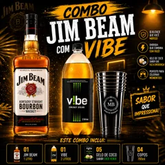 JIM BEAM + 1 VIBE 2 LITROS + 5 GELO SABORES 