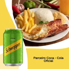 Linguiça toscana com ovo(P) + schwepps citrus lata 350ml
