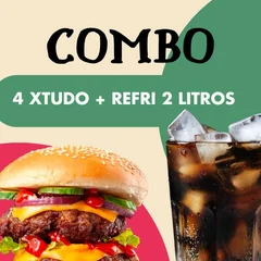 4 X Tudo + Refrigerante 2 Litros