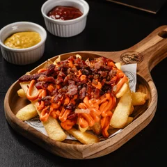 Batata frita individual com cheddar e bacon
