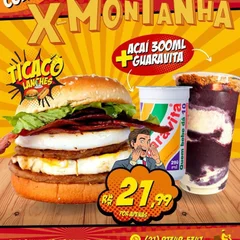 X - Montanha + Açaí 300ml + Guaravita
