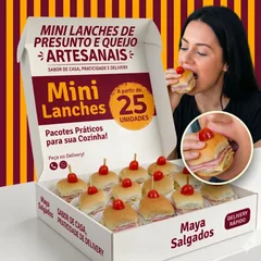 25 Mini lanches c presunto, queijo e alface