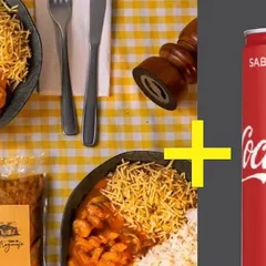 2 Estrogonofes de carne + 2 bebidas à sua escolha