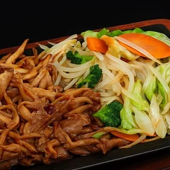 Teppan shimeji e vegetais