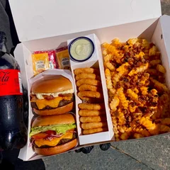 Box Jão G (2 Burgers Especiais + 2 Porções + Molho + Bebida )
