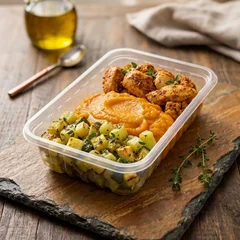 (Low Carb) Frango, Purê de Abóbora e Mix de Legumes.