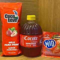 Combo Chevete Corote Morango 500ml + 1 Gelo De Coco 200ml +1 Suco Mid