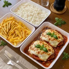 Parmegiana de Alcatra com catupiry, Presunto  e queijo (Média)