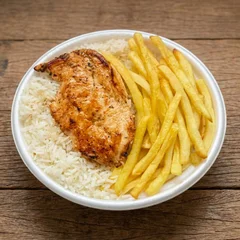Marmita de Filé de Frango Grelhado + Arroz + Feijão e Batata Frita