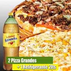 2 pizzas tam. Grandes 8 fatias tradicionais  + 1 Guaraná Funada 2 Litros