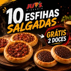 10 Esfihas Salgadas, Grátis 2 doces 