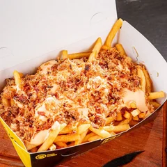Fritas Simples Grande com cheddar e bacon 