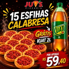 15 Esfihas Salgadas, Grátis 1 bebida 