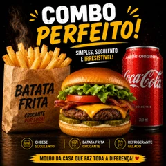Burger Cheddar Bacon + Batata + Coca-Cola