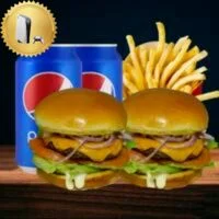 02 Cheeseburger 150g+02refris +01porção