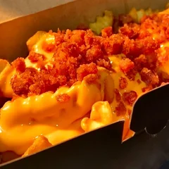 FRITAS CRINKLE COM CHEDDAR E BACON + MAIONESE ARTESANAL 