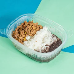 Feijão, arroz e carne moída
