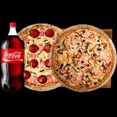 2 pizzas G + Coca Cola 2L Grátis