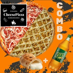 Pizza Grande Calabresa Acebolada Metade Frango Catupiry + Borda Catupiry + Kuat 1,5l de brinde