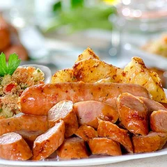 Marmitex P (Tam 07) - Linguiça assada e Frango frito