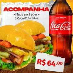 Combo da Semana - X-Tudo  em 2 pães + 1 Coca-Cola 1L