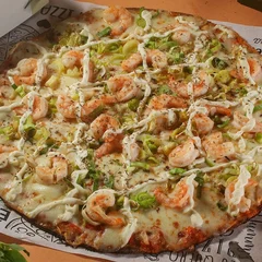Pizza Fit de Camarões c/ Creme de Ricota | Pizza Saudável