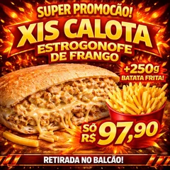 xis calota estrogonofe frango + 250g batata frita