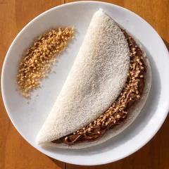 Tapioca de Creme de Avelã com Xerém de Amendoim