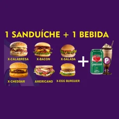 1 HAMBURGUER+ ANTARCTICA LATA OU MILK (P) 