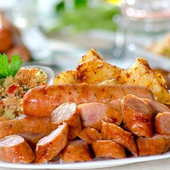Marmitex M tam. 08- Linguiça assada e Frango frito
