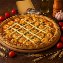 Pizza Grande de Camarão Quatro Queijos  20% Off (Quinta do Camarão)