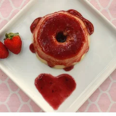 Pudim Chocolate Branco com Frutas vermelhas